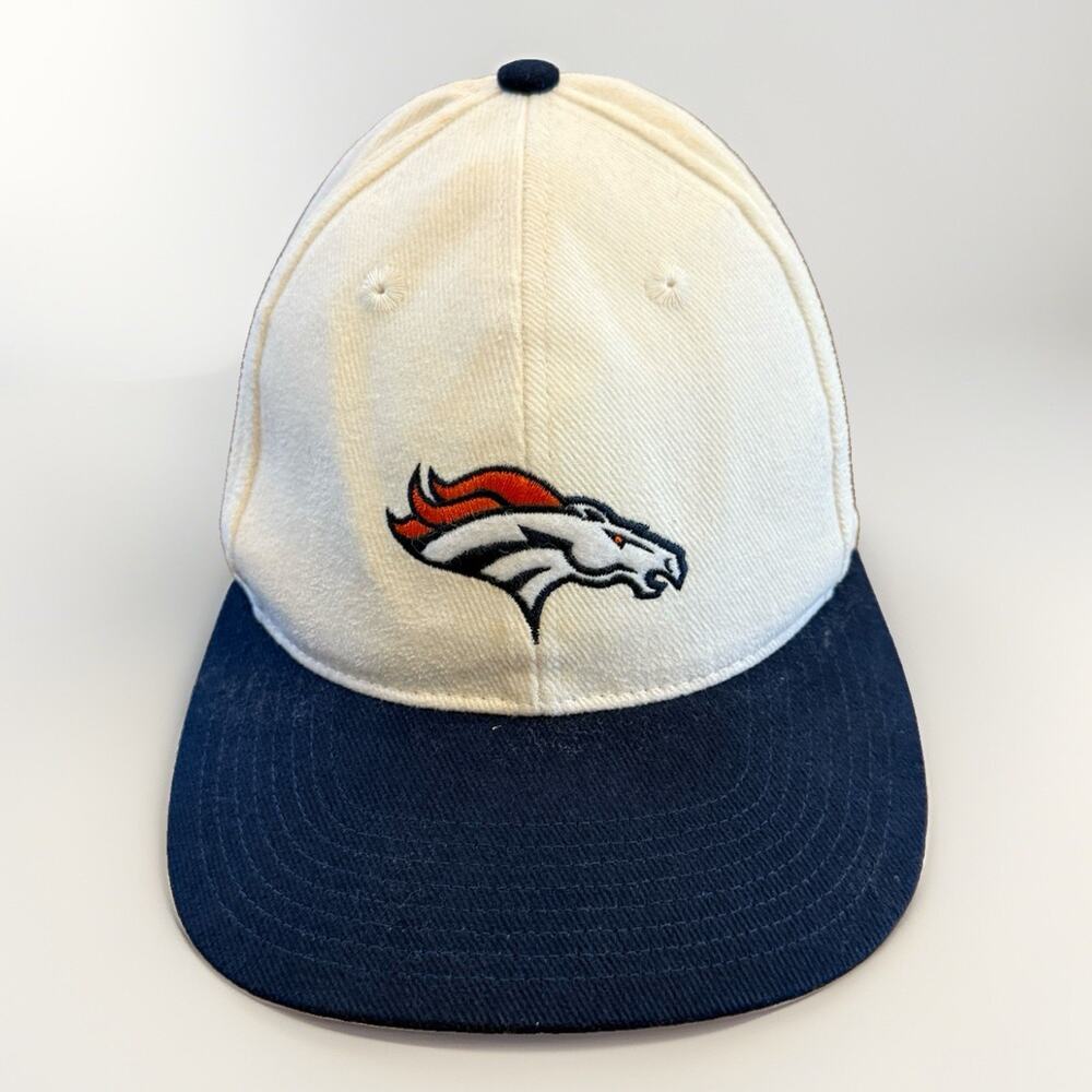 Vintage Nike Pro Line Authentic Mens Cream Navy Denver Broncos Snapback Hat Cap
